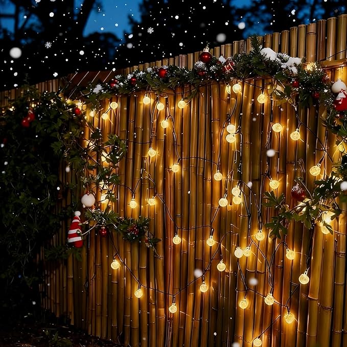 Solar String Lights Outdoor Waterproof IP65 9.3 Feet Patio Lights with 20 LED Crystal Globe Hanging Light for Backyard Porch Balcony Party Decor, Wedding,Party,Camping (Warm White)