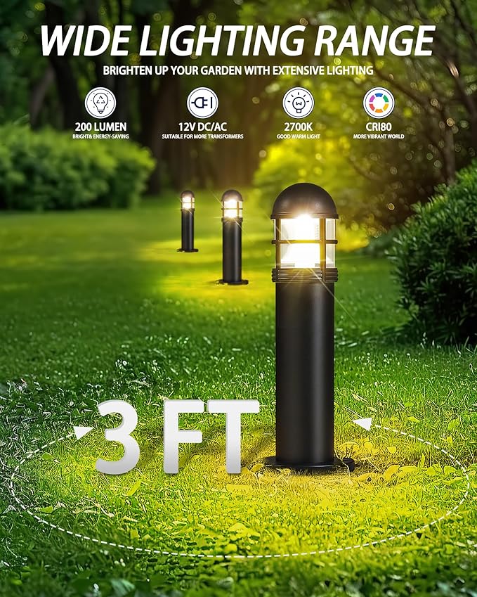 6 Pack LED Low Voltage Landscape Lights, 200LM 12V IP67 Waterproof Holiday Pathway Lighting for Patio, Sidewalk | Lumora