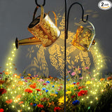 DDQ Solar Watering Can Lights, Warm White/Color LED with Shepherd Hook, IP65 Waterproof Metal Garden Decor, Auto | Lumora