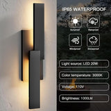 LamQee 24 Inch Aluminum Modern Outdoor Wall Light, 3000K 1000LM 20W Integrated LED, Matte Black Exterior Lighting | Lumora