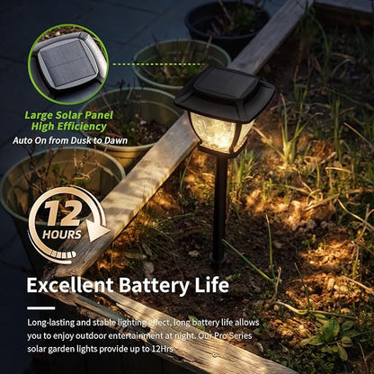 Solar Pathway Lights, Super Bright Solar Lights Outdoor Waterproof, 2 Pack Glass Solar Garden LED Lights, Landscape Lighting Decorative for Path, Yard, Patio, Walkway, Driveway, Slate Black