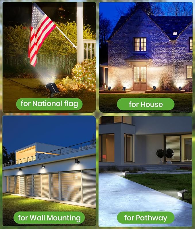 Bright Solar Spot Lights Outdoor 4 Pack, [58 LED/12000K/3 Modes] Solar Lights Outdoor Waterproof IP67, Auto On/Off | Lumora