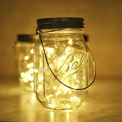 30LED Solar Mason Jar Lights, 8 Pack Jar Lid String Lights (No Jars), Waterproof Fairy Firefly Light for Garden, Patio, Outdoor, Yard, Lawn Decor(Warm White)