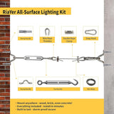 165FT Outdoor String Light Hanging Kit, Heavy Duty 1/16" Vinyl-Coated 304 Stainless Steel Cable, Globe Light | Lumora
