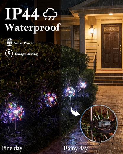 Solar Garden Lights Outdoor Yard Decorations, 8 Pack 150Leds Pathway Lights, Fairy Firework Stake Light for Garden, Patio, Pathway, Flowerbed Multicolor