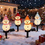 Solar Christmas Snowman Pathway Lights Outdoor Decor, 4pcs Waterproof Snowman Stake Landscape Lights, Solar Powered | Lumora