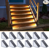 NIORSUN Solar Step Lights 12 Pack - Outdoor Stair Lights with 3000K Warm White & 6000K Cool Daylight, IP67 | Lumora