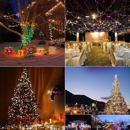 FULLBELL Fairy Lights Outdoor String Lights 33ft 100 LED with Memory Modes Controller, Extendable Christmas Lights Decorations for Wedding, Christmas, Party, Patio, Indoor Outdoor (Multicolor1)