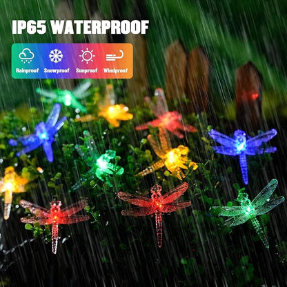 JMEXSUSS Solar String Lights Outdoor Waterproof, Solar Christmas Lights for Garden Patio Yard Tree Party Christmas Decorations, Dragonfly