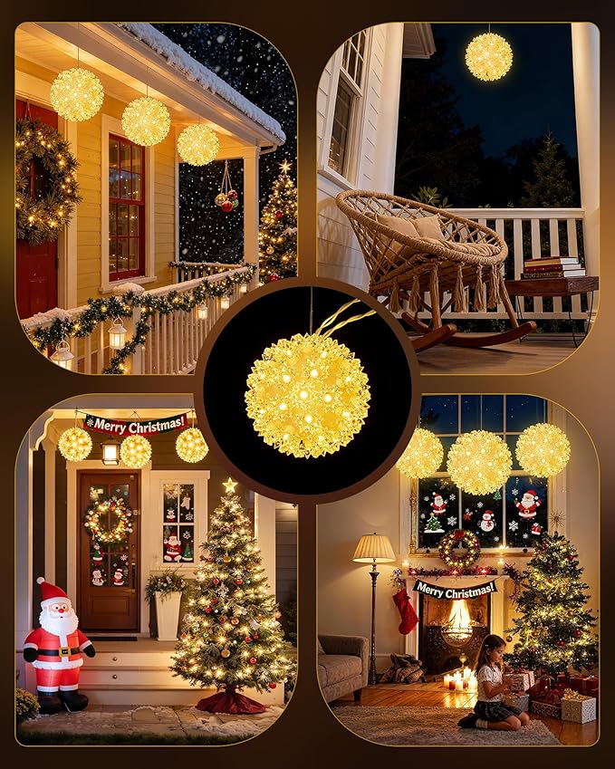Brightown Outdoor Christmas Decorations-Starlight Sphere, Replaceable Bulbs with Add-On Plug, Lighted Sphere Balls | Lumora