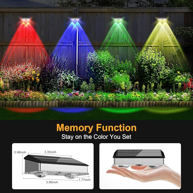 Solar Fence Lights Outdoor 8 Pack, Stainless Steel & IP65 Waterproof, 8 Lighting Modes High Brightness LED Spot Lens Deck Lights Dusk to Dawn for Backyard Stair Railing Patio Wall