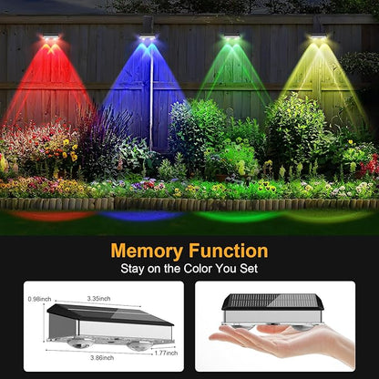 Solar Fence Lights Outdoor 8 Pack, Stainless Steel & IP65 Waterproof, 8 Lighting Modes High Brightness LED Spot Lens Deck Lights Dusk to Dawn for Backyard Stair Railing Patio Wall
