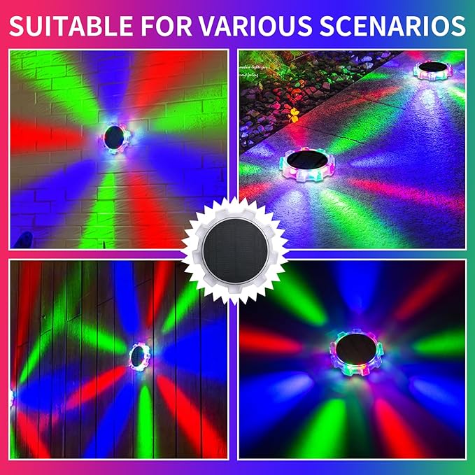 4 Pack Mini Solar Ground Lights Outdoor, LED Flat Solar Disc Lights IP65 Waterproof Anti-Rust, Solar Powered | Lumora