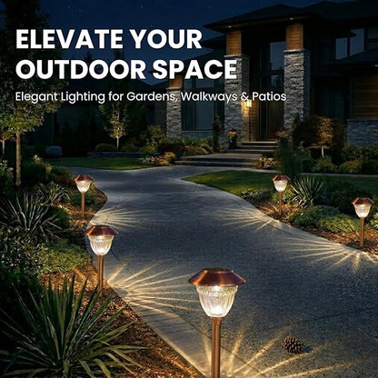 Energizer Solar Outdoor Garden Lights - 10 Pack LED Driveway Solar Lights with 10 Lumen Output, Patterned Glass & Metal Finish, IP65 Waterproof & Easy to Install Garden Lights for Outside - Copper