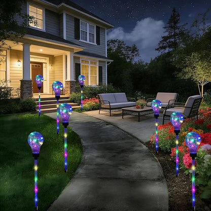 Solar Lights Outdoor Garden Decorative Waterproof 6 Pack Bulb Lights Outside Solar Pathway Lights for Garden Home Christmas Landscape Path Yard Lawn Driveway Flowerbed Decor - Multicolor