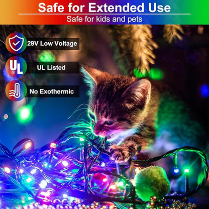 800 LED Christmas Tree Lights, 262FT Christmas Lights Outdoor Indoor, Waterproof 8 Modes Plug in Christmas Decorations Green Wire for House Patio Party Holiday Decorations, Multicolor