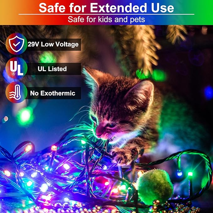 Multicolor Christmas Lights Outdoor, 100FT 300 LED Christmas Tree Lights with 8 Modes Waterproof, Plug in Connectable String Twinkle Light for Indoor Garden Patio Xmas Party Holiday Decorations