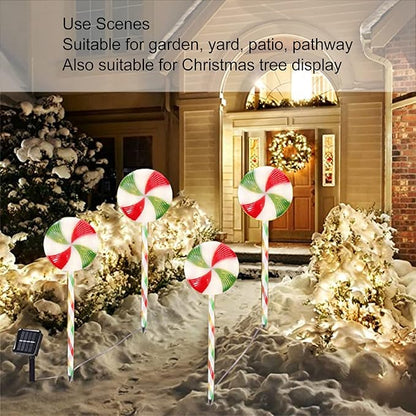 EVTSCAN Outdoor Christmas Decorative Solar Lights, with 8 Modes, LED Christmas Decor Marker Lights, for Holiday, Xmas, Walkway, Sidewalk, Garden,Yard