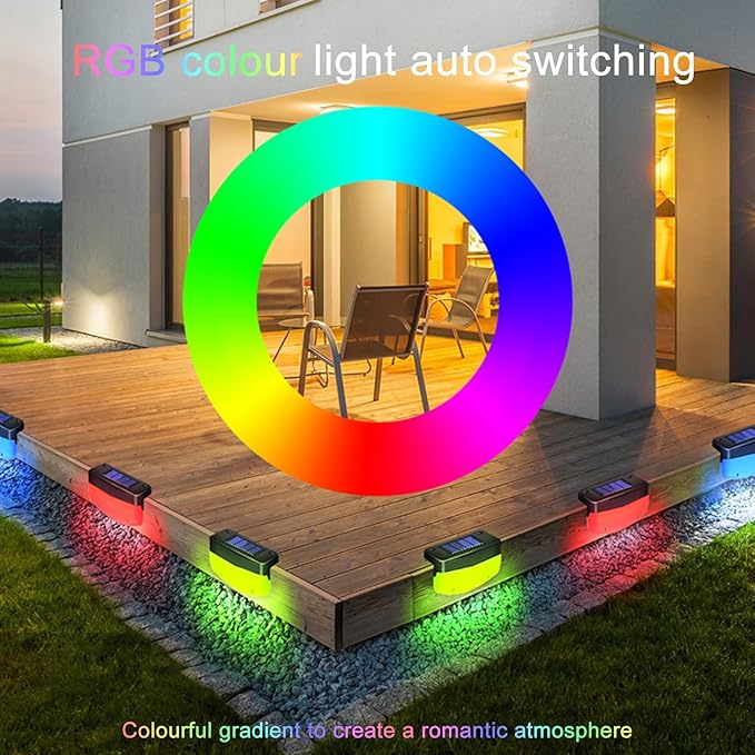 RGB Color Changing Solar Pool Side Lights, Outdoor Solar Deck Lights, Solar Step Lights IP65 Waterproof for Outdoor | Lumora