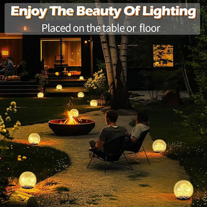 Coroor Garden Solar Ball Lights Outdoor Waterproof, 50 LED Cracked Glass Globe Solar Power Ground Lights for Path Yard Patio Lawn, Christmas Decoration Landscape Warm White(2 Pack 4.7'')