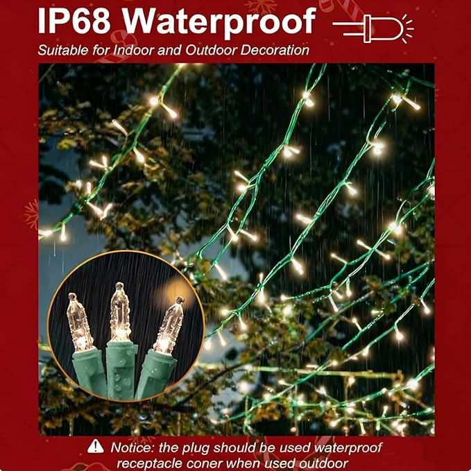 12.5ft Clear Mini Classic Christmas String Lights Indoor Outdoor, IP68 Waterproof Indoor/Outdoor, Commercial Grade | Lumora