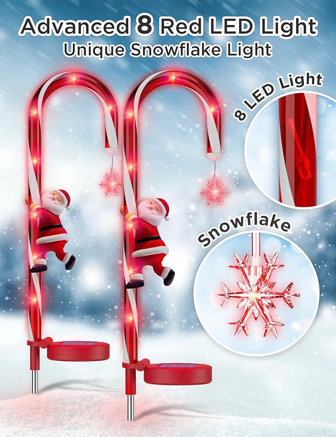 Solar Pathway Lights and Solar Christmas Candy Cane Lights