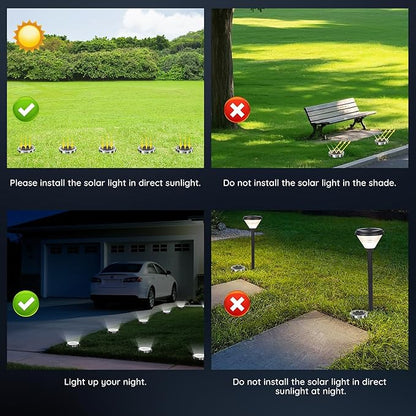 Solar Ground Lights Outdoor, 12 Pack Solar Lights Outdoor Waterproof, Mini Flat Solar-Powered Garden Light, Landscape Lighting for Garden Yard Lawn Pathway Walkway Driveway Backyard Decor, Cold White