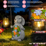 Solar Rabbit Garden Statue with Lantern – Waterproof Resin Outdoor Decor for Yard, Lawn, Patio, Garden – Gift for | Lumora