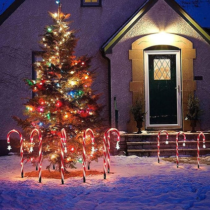 8PCS Outdoor Solar Candy Cane Lights, Solar Powered Pathway Lights Outdoor Christmas Decoration for Yard Lawn, Waterproof