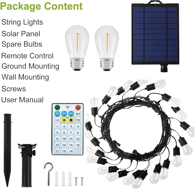 PMS Solar Outdoor String Lights, Color Changing Warm White to Cool White with Remote, Shatterproof LED Bulbs for | Lumora