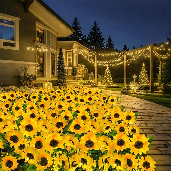 ILLUMINEW 6-Pack Solar Sunflower Garden Lights Outdoor 18 LED Flowers - Waterproof Long-Lasting Solar Patio Lights | Lumora
