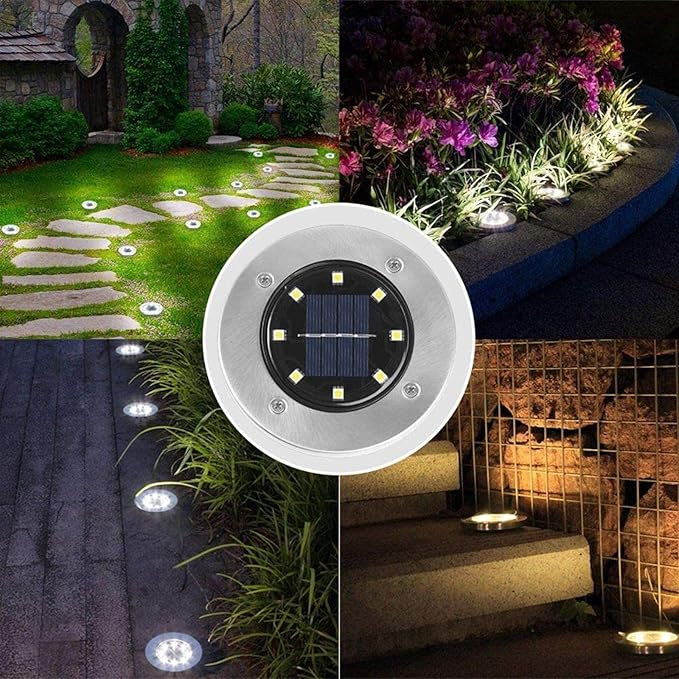 Solar Lights Outdoor Garden, IP65 Waterproof Outdoor LED Solar Pathway Lights - 8 Pieces Each with 8 LED Lights | Lumora