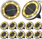 ZAIYW 12 Pack Solar Ground Lights Outdoor Waterproof Pathway Lights Solar Powered Disc Landscape Lighting for | Lumora