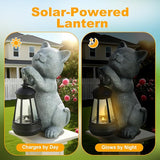 Solar Cat Garden Statue with LED Light - Cute Cat Figurine for Outdoor Decor, Weatherproof Resin Night Light for | Lumora