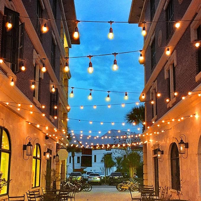 Afirst Outdoor String Lights Waterproof 20FT with 15 Glass Bulbs, Connectable Patio Lights for Garden Backyard Porch Holiday