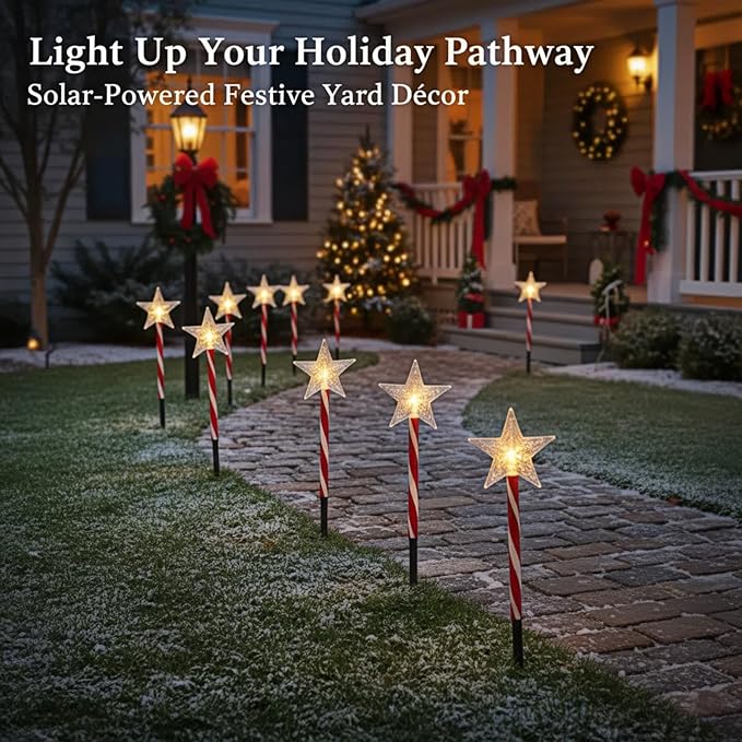 Solar Christmas Pathway Lights - 5 Designs (Star, Snowflake, Santa, Bell), Auto On/Off, Waterproof Warm White LED | Lumora