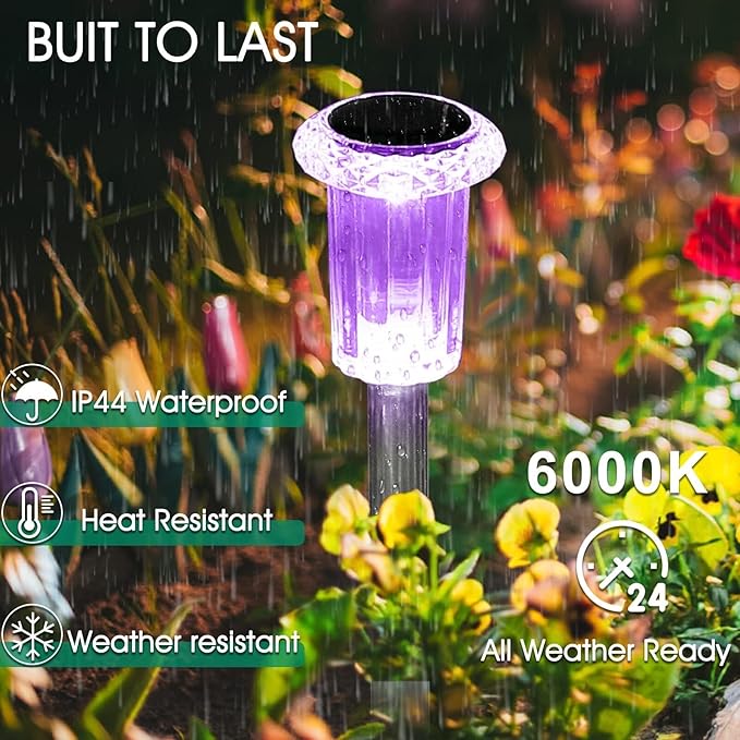 QUQUQ Solar Pathway Lights Solar Outdoor Lights Color Changing Pathway Waterproof Stainless Yard Patio Decor