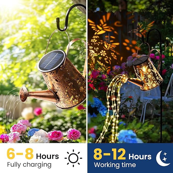 Solar Lights Outdoor Garden Decor, Large Lanterns Watering Can Gardening Gifts for Mom Women Grandma Birthday | Lumora