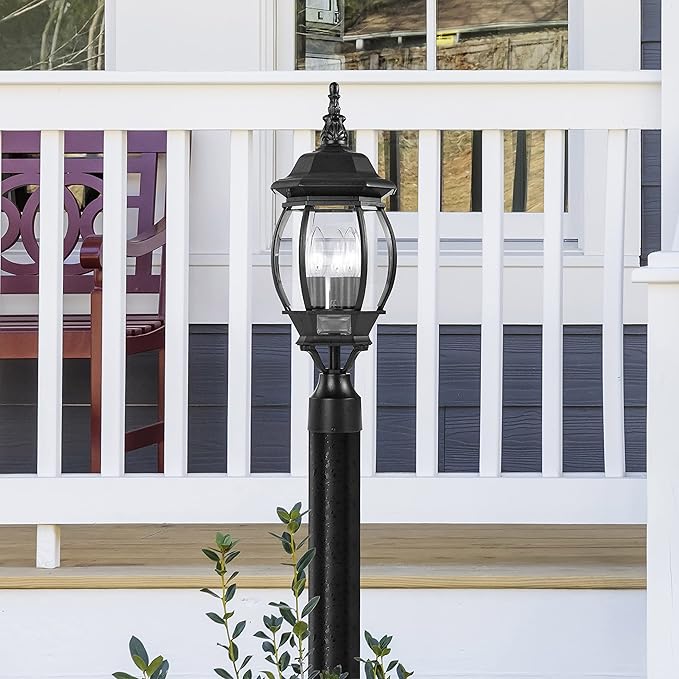 Nuvo 3 Light - 21 in. Post Lantern - Clear Beveled Glass - Outdoor Path Light | Lumora