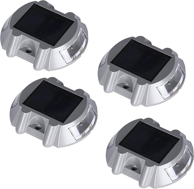 Solar Deck Lights 4 Pack LED Dock Lights for Walkway, Stair and Step - Cast Aluminum - Outdoor Path Light | Lumora