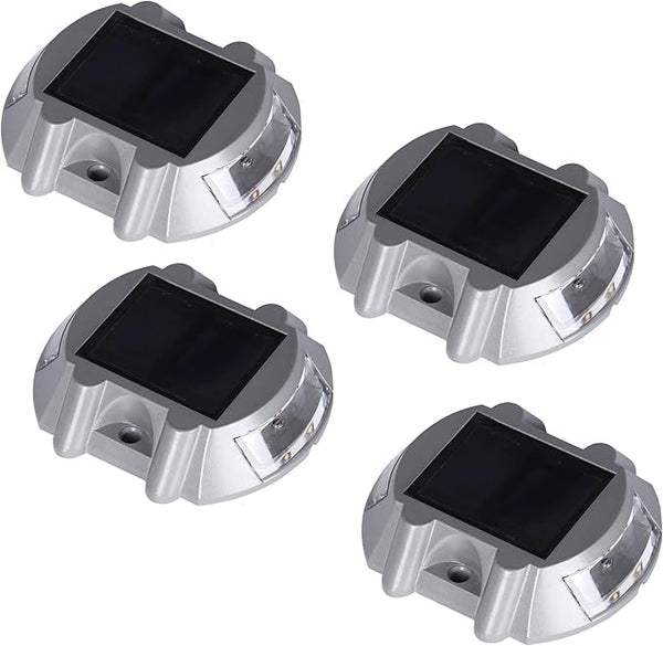 Solar Deck Lights 4 Pack LED Dock Lights for Walkway, Stair and Step - Cast Aluminum - Outdoor Path Light | Lumora