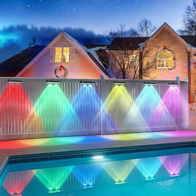 Solar Backyard Lights Outdoor Waterproof LED, 13 Lighting Modes, Solar Outdoor Lights Dual Installation IP65 Energy Saving Solar Garden Lights, For Backyard Railings Steps Patio Walls Home Decoration