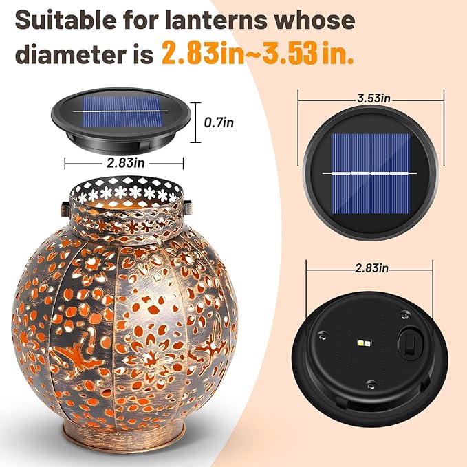 4 Pack Replacement Solar Light Parts 2 Mode Warmwhite and RGB Color-Changing ,Solar Lights Replacement Top, Inserts for Lanterns, Waterproof DIY Outdoor Garden Patio Decor 3.53inch