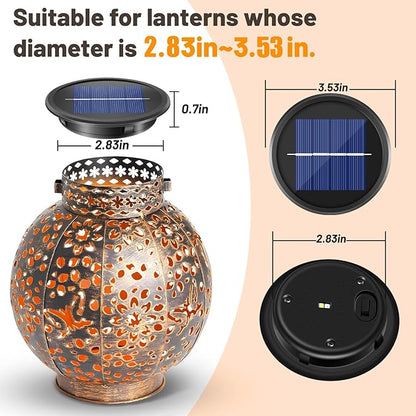 Replacement Solar Light Parts 2 Mode 2 Pack Warmwhite and RGB Color-Changing ,Solar Lights Replacement Top, Inserts for Lanterns, Waterproof DIY Outdoor Garden Patio Decor 3.53inch