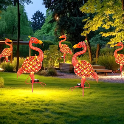 2 Pcs Flamingo Solar Lights Flamingo Yard Decorations Outdoor 32.48'' H Summer Waterproof LED Solar Lamp Pink Warm White Metal Garden Housewarming Gifts for Lawn Patio Pathway Landscaping