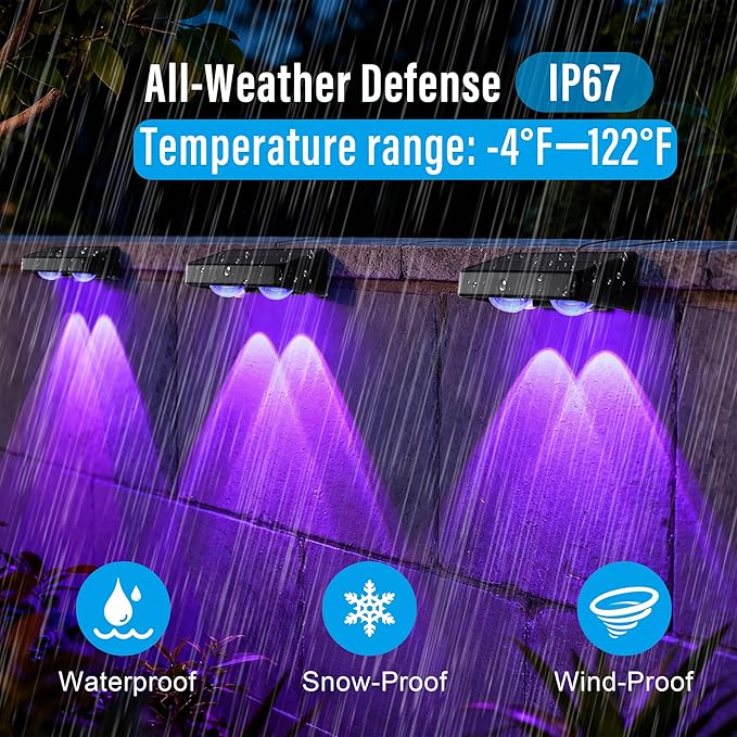 8-Pack Solar Fence Lights Outdoor, Warm White/Cool White/RGB & 8 Colors Changing Fence Solar Powered Lights, IP67 Waterproof Outdoor Solar Lights for Fence,Wall,Garden, Patio, Pathway.