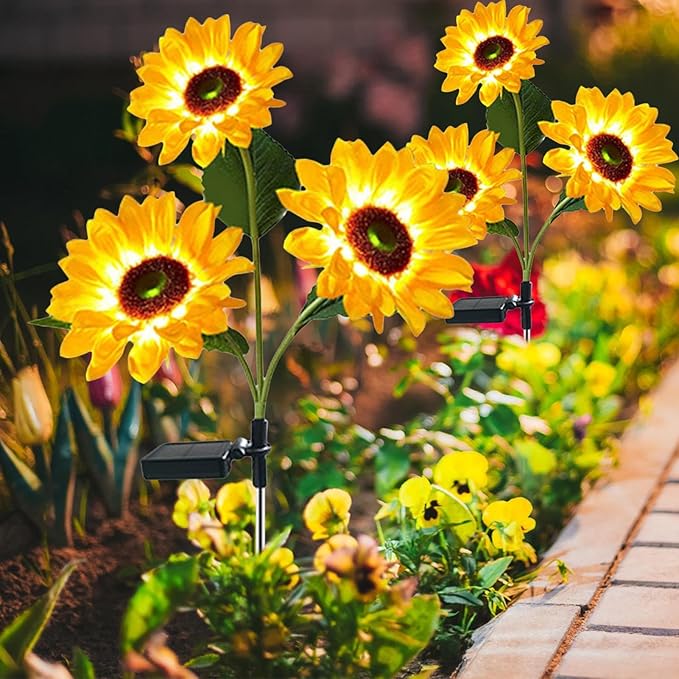 Sunflower Solar Lights,Waterproof Pathway Lamp - Solar Sunflowers Outdoor Waterproof | for Backyard Patio Driveway Walkway Lawn Flowerbed Garden Trees Yard Porch