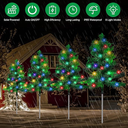 Christmas Decorations Outdoor 6-Pack Solar Christmas Tree with 8 Lighting Modes 120 Multi-Color Lights for House Outside Pathway Yard Garden Walkway Lawn Patio Front Porch Door