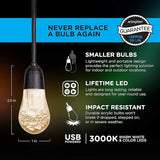 Enbrighten USB Color Changing String Lights with Solar Panel, 24ft Black Cord, 24 Acrylic Bulbs, Weatherproof | Lumora