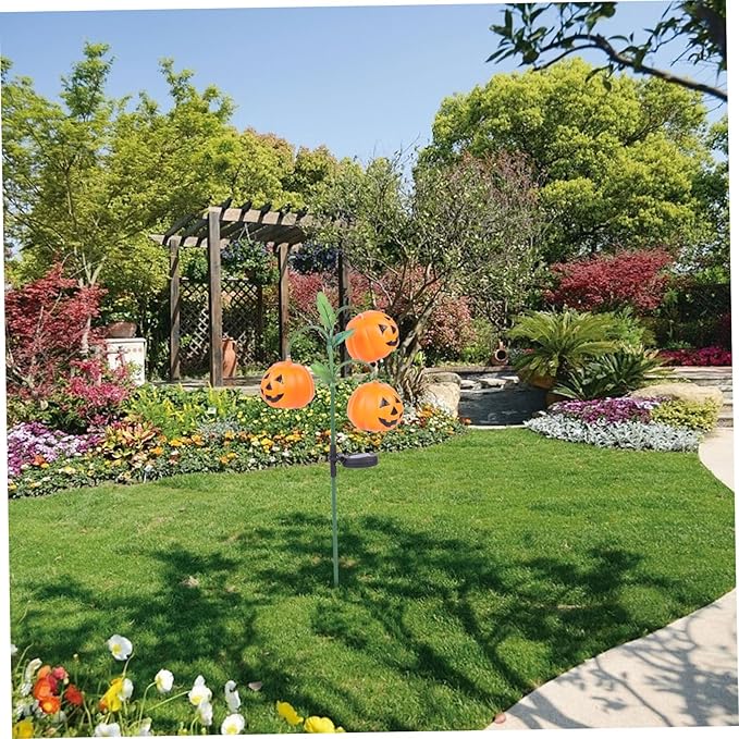 Halloween Pumpkin Solar Garden Light LED Outdoor Landscape Lawn Decor with Colorful Slow Flashing Glow